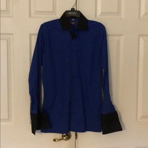 Blue Dress Shirt w/ Blk collar & French Cuffs (S)